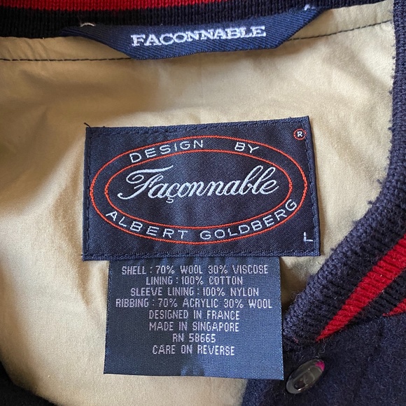 NWOT Vintage Faconnable Wool-Blend Bomber Jacket - Picture 4 of 4